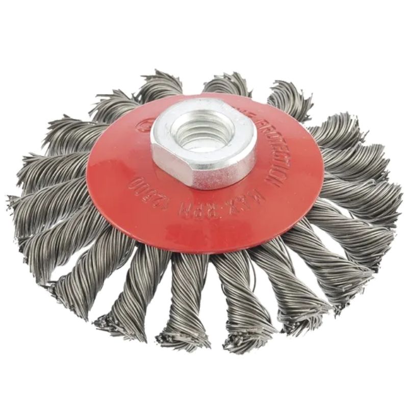 Щетка для УШМ, 100 мм, М14, тарелка, крученая проволока 0.5 мм Matrix