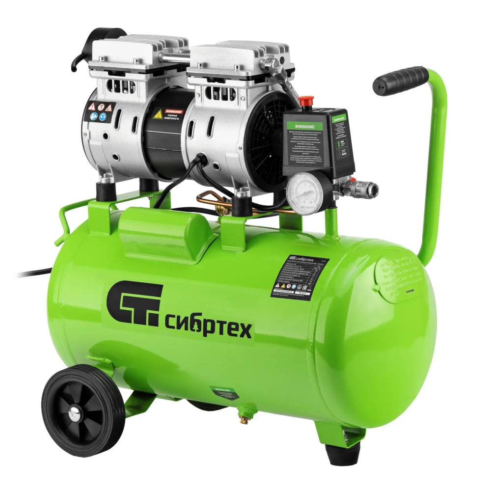Компрессор безмаслянный малошумный МБ 1100/24,1100 Вт, 24 л, 170 л/мин Сибртех - изображение 2