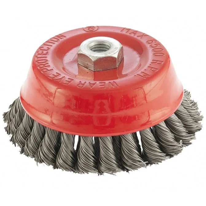 Щетка для УШМ, 125 мм, М14, чашка, двухрядная, крученая проволока 0.5 мм Matrix