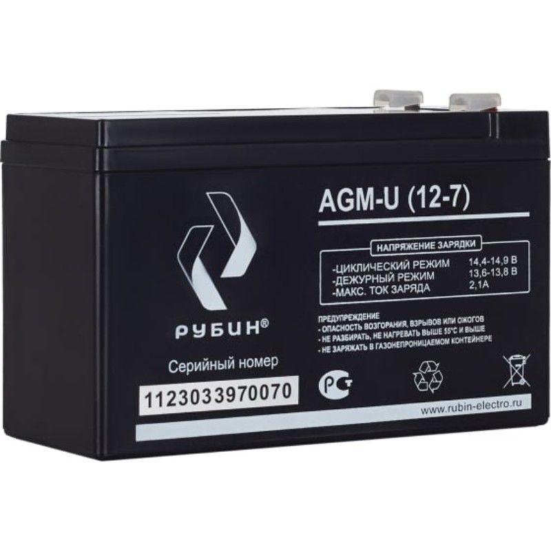 Аккумуляторная батарея Рубин 12V 7Ah AGM (2.05kg)