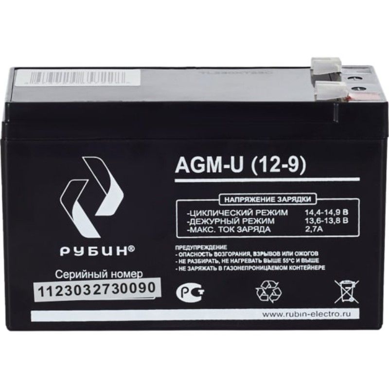 Аккумуляторная батарея Рубин 12V 9Ah AGM (2.3kg) - изображение 3