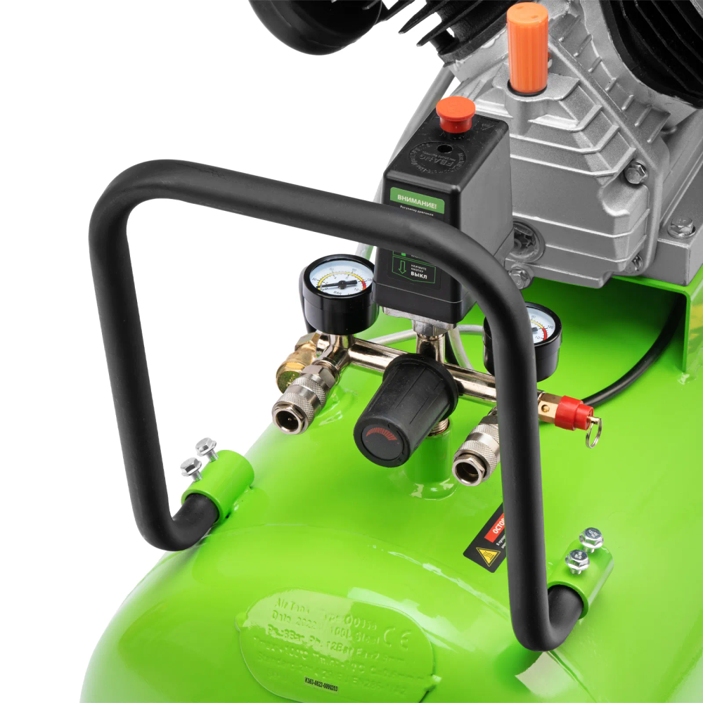 Компрессор воздушный КК-2200/100, 2,2 кВт, 350 л/мин, 100 л, прямой привод, масляный Сибртех - изображение 9