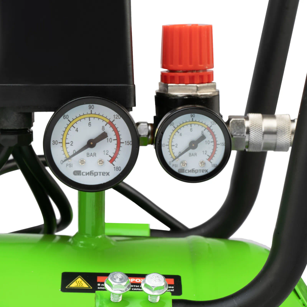 Компрессор безмаслянный малошумный МБ 2250/100, 2250 Вт, 100л, 400 л/мин Сибртех - изображение 13