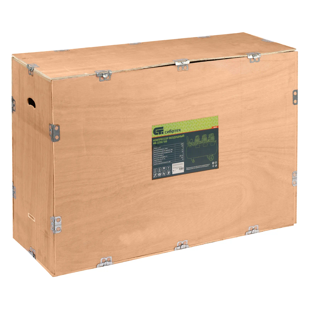 Компрессор безмаслянный малошумный МБ 2250/100, 2250 Вт, 100л, 400 л/мин Сибртех - изображение 18