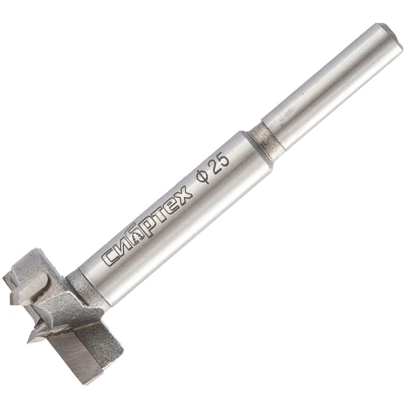 Сверло Форстнера по дереву, 25 мм, цилиндрический хвостовик Сибртех