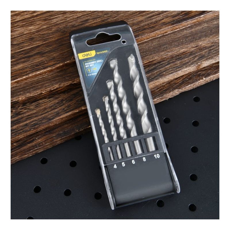 Набор сверл по бетону (4-10мм, 5 шт) DELI DH-JGZ005-ED1 пластиковый кейс - изображение 2
