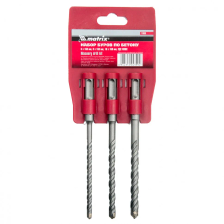 Набор буров по бетону, 6х160, 8х160, 10х160 мм, 3 шт, на подвесной карте, SDS Plus Matrix - изображение 2