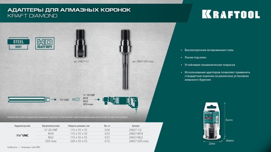 Адаптер для алмазной коронки KRAFTOOL 29827-SDS-max 1 1/4" - изображение 4