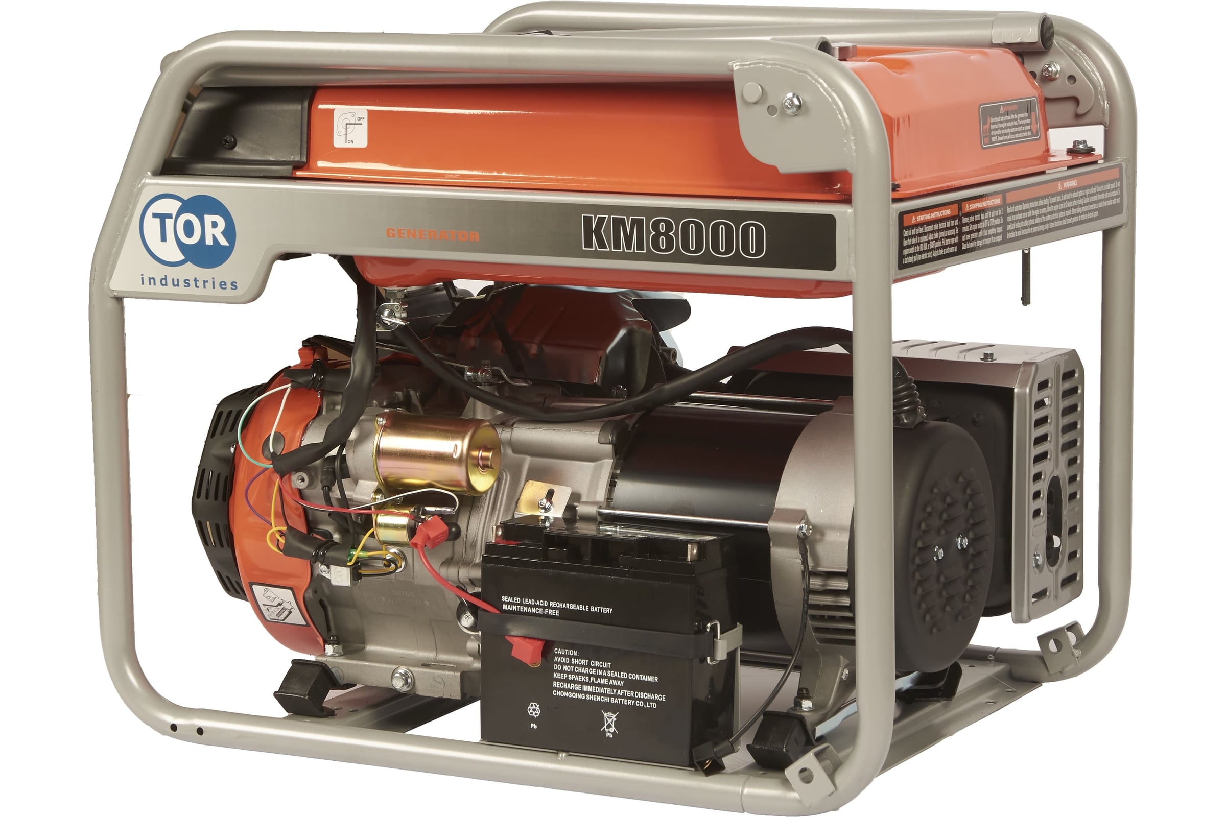 Бензиновый генератор TOR KM8000H 6,0кВт 220В 27л с кнопкой запуска и колесами 1011098