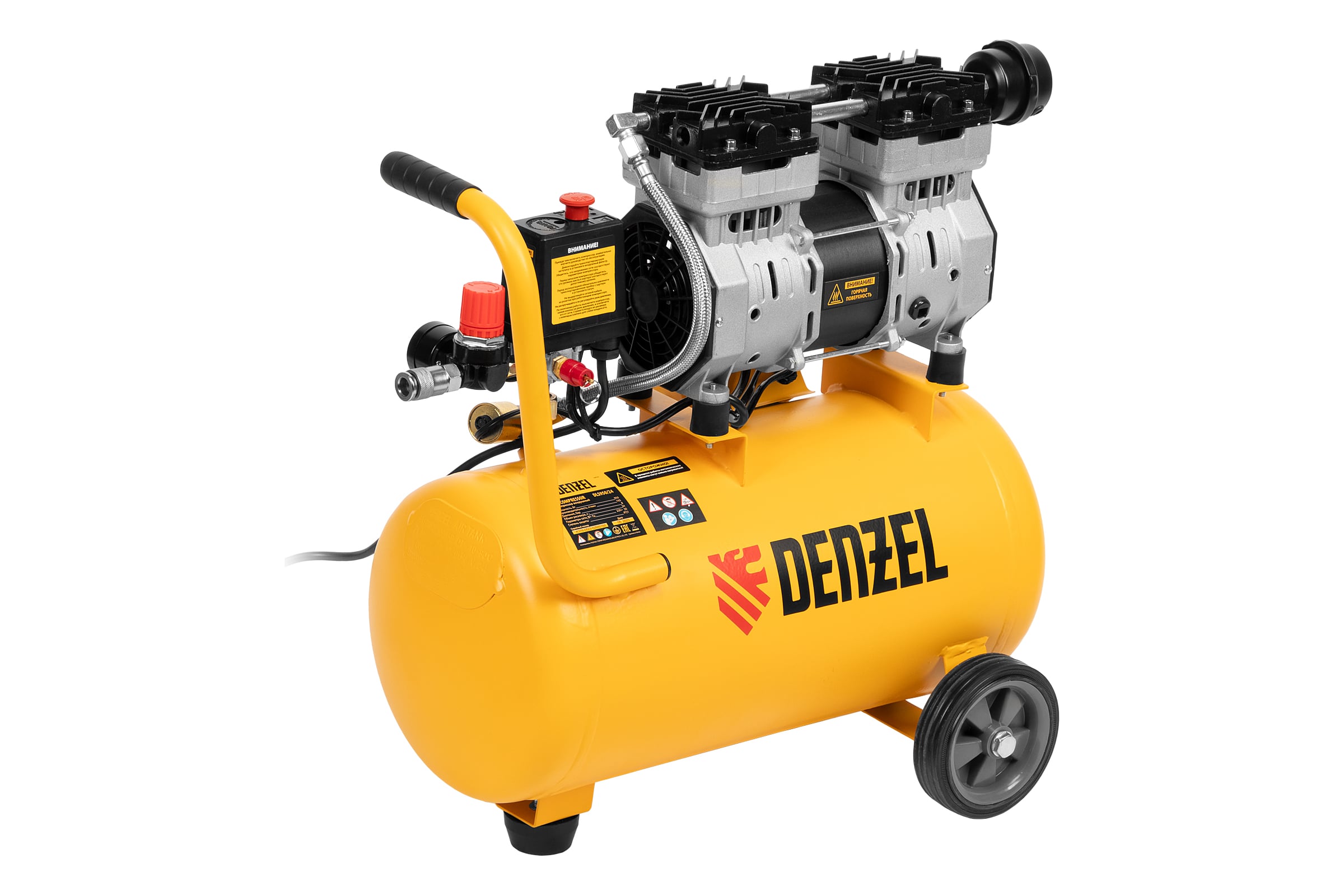 Безмасляный компрессор DENZEL DLS950/24 950 Вт, 165 л/мин, ресивер 24 л 58026