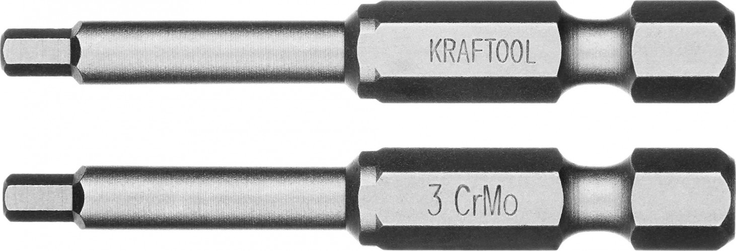 Бита для заворачивания KRAFTOOL X-DRIVE HEX3 торсионные кованые, обточенные, 50мм, 2шт. 26127-3-50-2