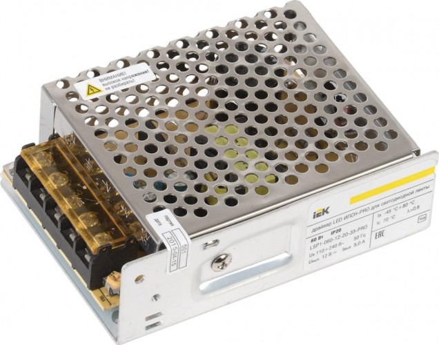 Блок питания IEK ИПСН-PRO 60Вт 12В IP20 блок-клеммы LSP1-060-12-20-33-PRO