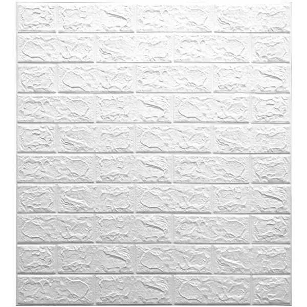 Листовая панель ПВХ самоклеящаяся мягкая DEKOR PANEL 3D кирпич белый 770x700x4 мм 0.539 м2