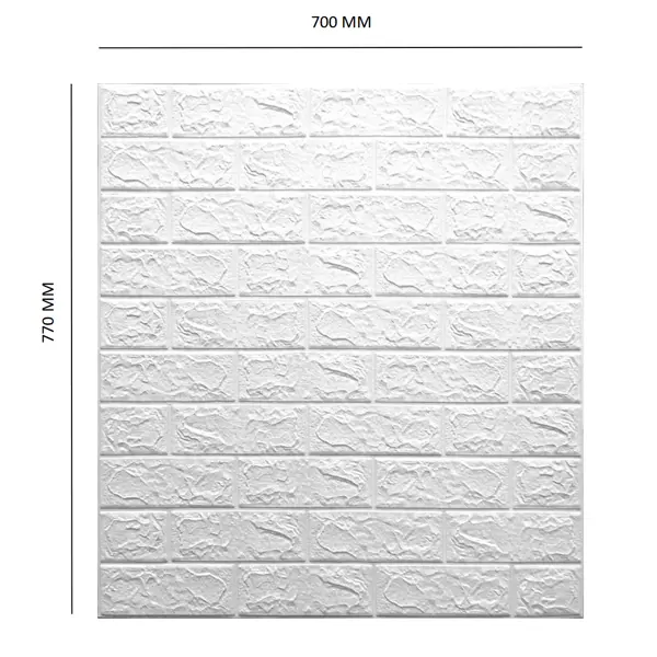 Листовая панель ПВХ самоклеящаяся мягкая DEKOR PANEL 3D кирпич белый 770x700x4 мм 0.539 м2 - изображение 4