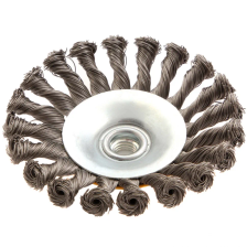 Щетка для УШМ Denzel 125 мм, Тарелка, крученая нержавеющая проволока 0.5 мм, М14 - изображение 10