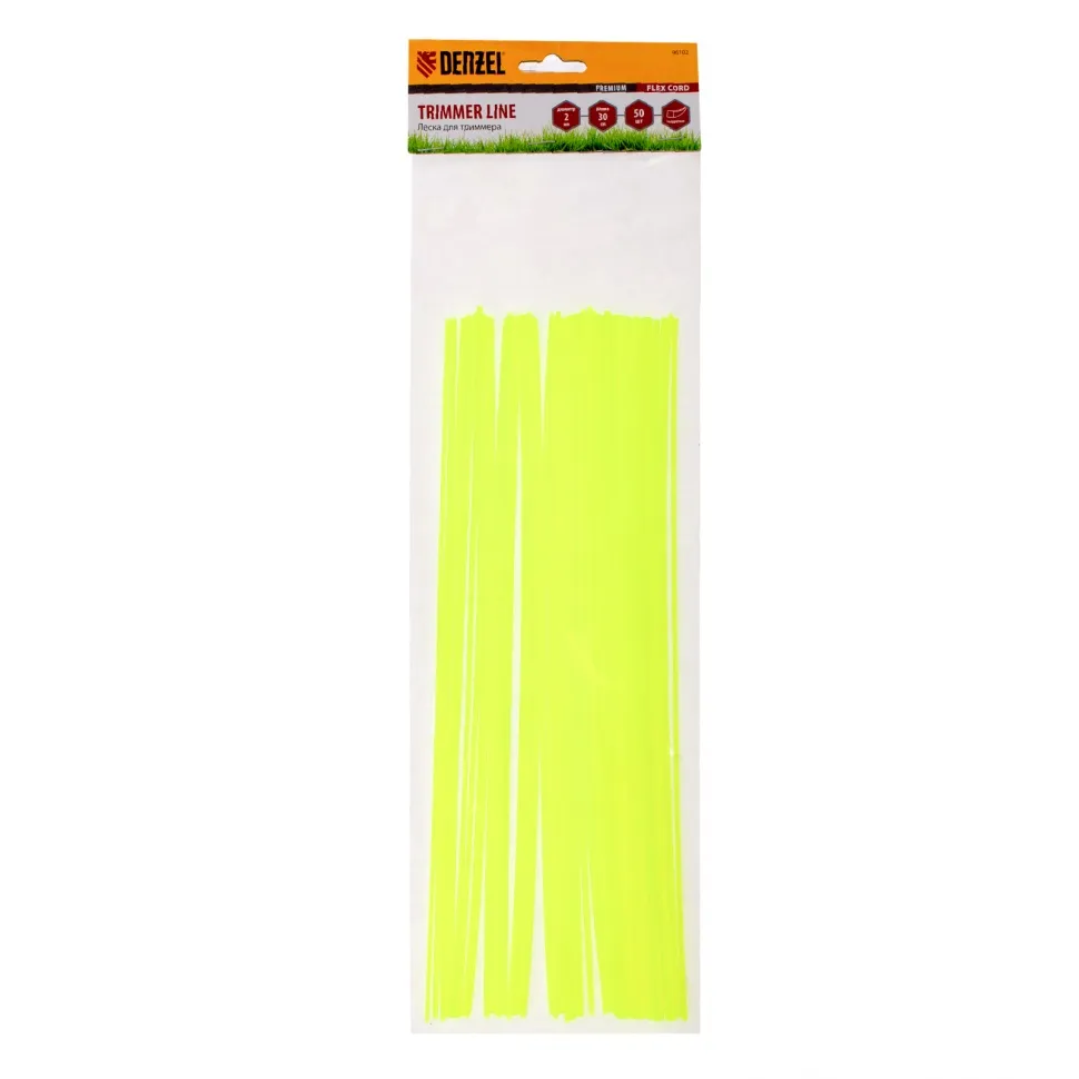 Леска для триммера Denzel квадратная нарезанная 2 ммх30 см, 50 шт Flex cord