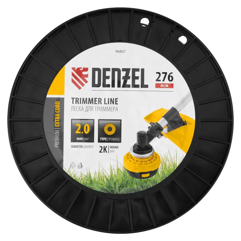 Леска для триммера Denzel двухкомпонентная круглая, 2,0ммх276м, на DIN катушке EXTRA CORD - изображение 3