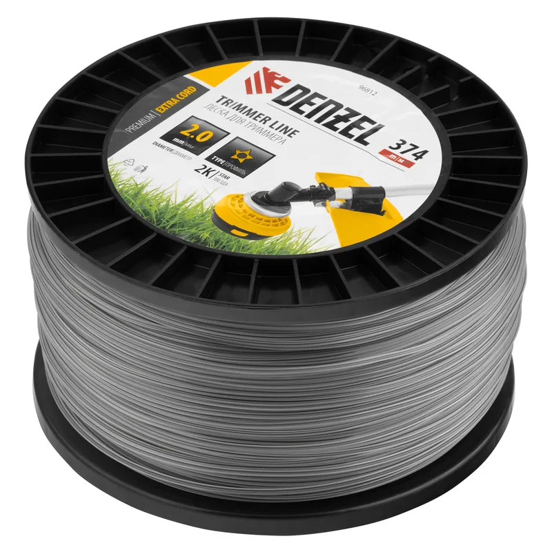 Леска для триммера Denzel двухкомпонентная звезда, 2,0ммх374м, на DIN катушке EXTRA CORD - изображение 2