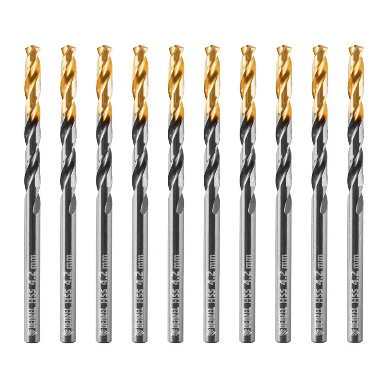 Сверло по металлу Denzel 4,2 мм, HSS-Tin, Golden Tip, 10 шт.