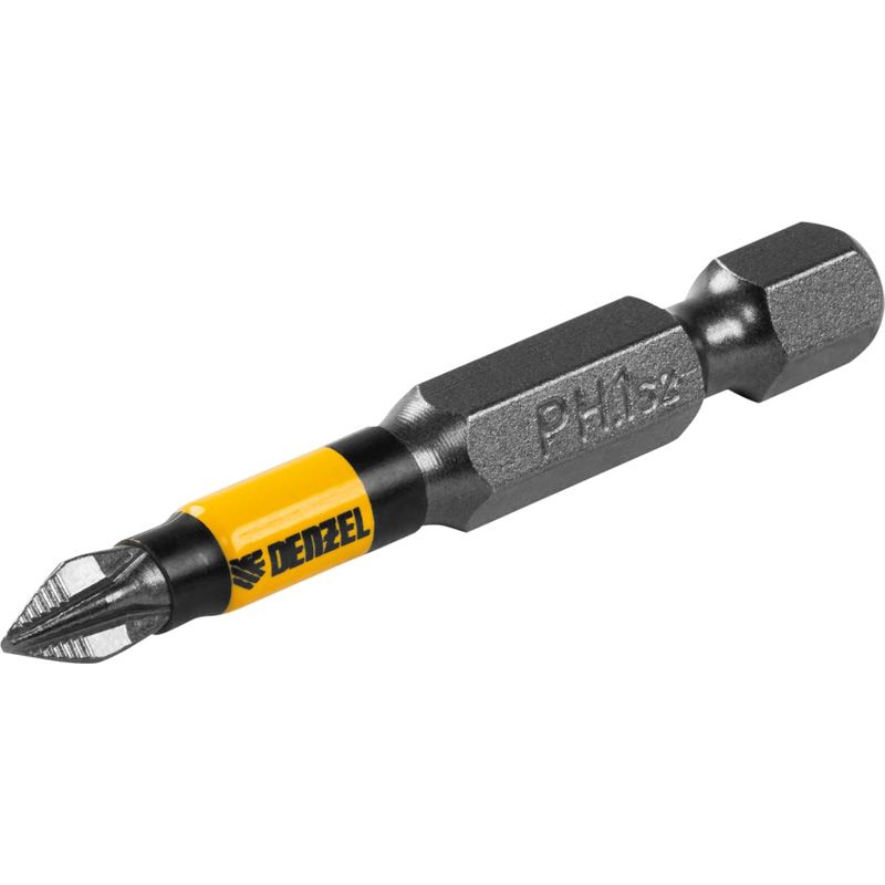 Бита Denzel PH1х50, сталь S2, цилиндр., 10 шт. Е 6,3