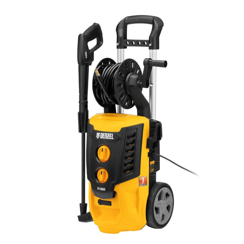 Мойка высокого давления  Denzel R-180D, 2200 Вт, 180 бар, 380 л/ч, с барабаном