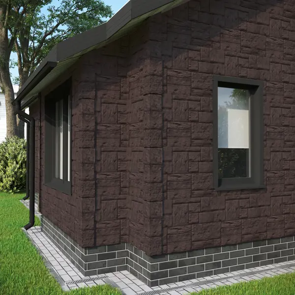 Угол наружный FineBer Фасайдинг Туф 3D-facture темно-коричневый - изображение 2