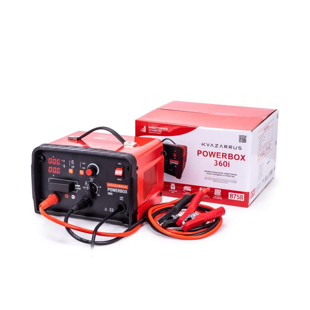 Инверторное пуско-зарядное устройство FoxWeld KVAZARRUS PowerBox 360i, таймер, цветная коробка