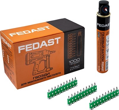 Гвоздь монтажный FEDAST 3.0 х 38 мм усиленный (уп.1000 шт.+ баллон) fd3038egfc