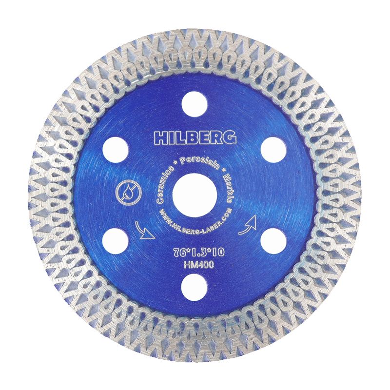 Диск алмазный турбо ультратонкий Hilberg Hard Materials Х-type 76х10х10 Толщина реж. кромки 1,3 мм