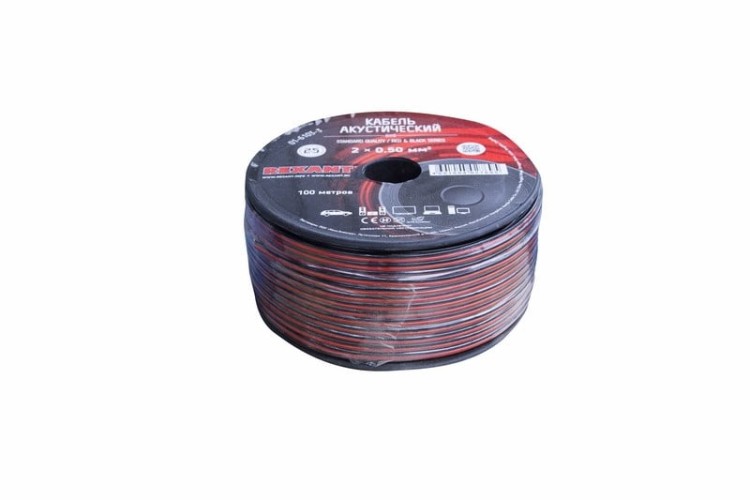 Кабель акустический REXANT 01-6103-3 ШВПМ 2х0,50мм², красно-черный, 100м