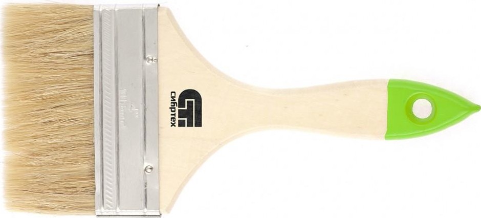 Кисть флейцевая СИБРТЕХ 100 мм плоская натуральная щетина, деревянная ручка 82266