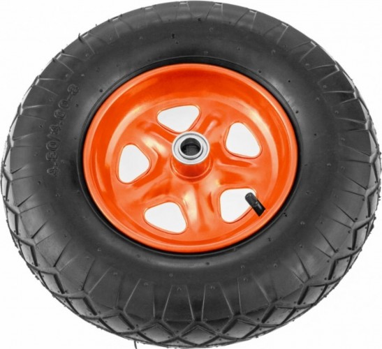 Колесо пневматическое для тачки PALISAD Звезда 4,80/4,00-8 (380мм, d20мм, длина оси 90мм) 689485
