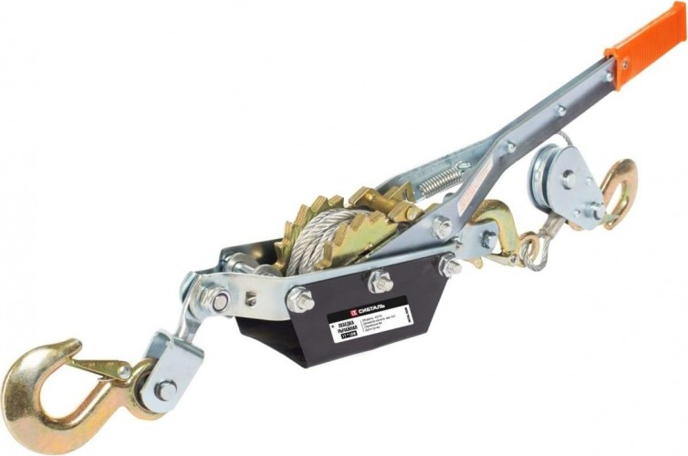 Лебедка рычажная СИБТАЛЬ X2Y3 2Т 2,2м тросовая, двойной храповый механизм, три крюка 070 0005 2000