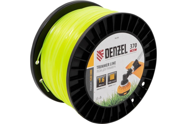 Леска триммерная Denzel FLEX CORD квадрат 1,6 мм х 370 м. 96290