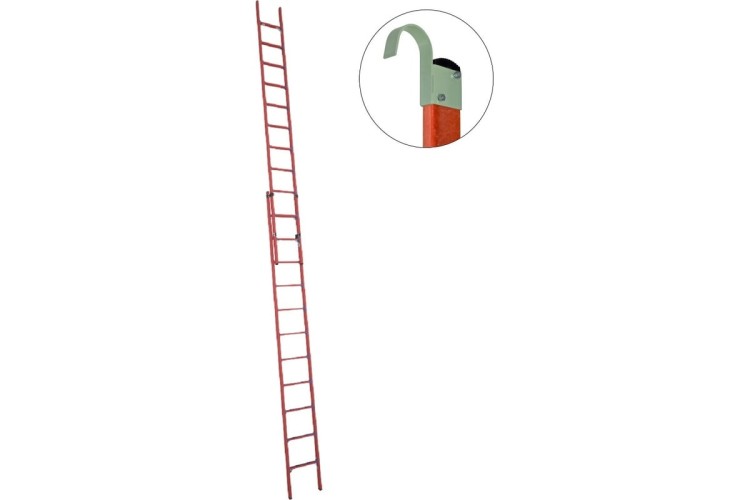 Лестница приставная стеклопластиковая раздвижная Антиток ЛСПРД-7,0 ЕК (евро, крюки) 471578