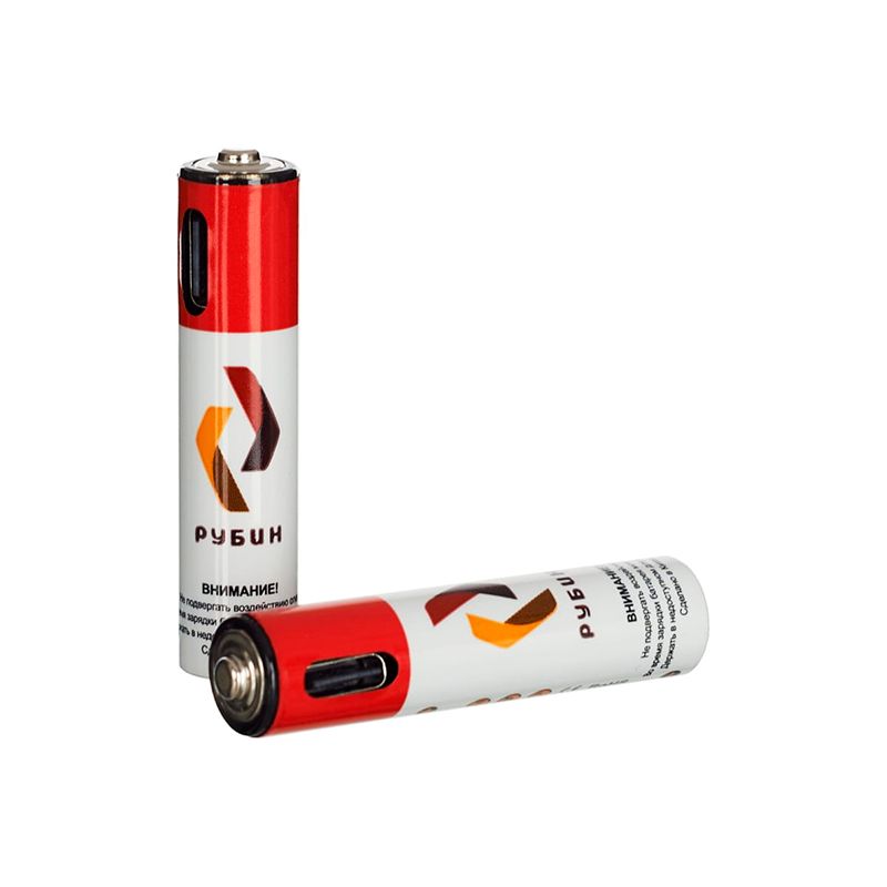 Аккумулятор LI-ION «РУБИН» размер ААА 1,5 В (600mWh USB Type C) 2шт/блистер с кабелем - изображение 2