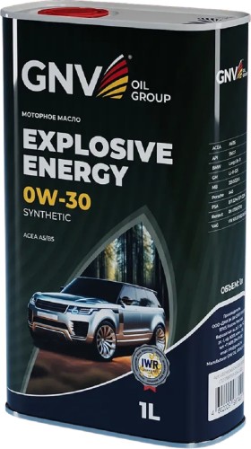 Масло моторное GNV Explosive Energy 0W30 Synthetic 1 л (металл. канистра) GEE1M10453040120030001