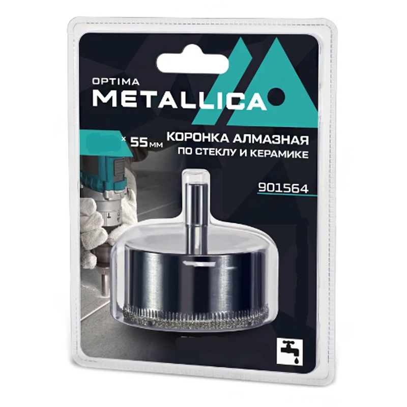 Коронка алмазная METALLICA Optima  70x55 мм, #80, по стеклу, плитке, 1 шт, в блистере