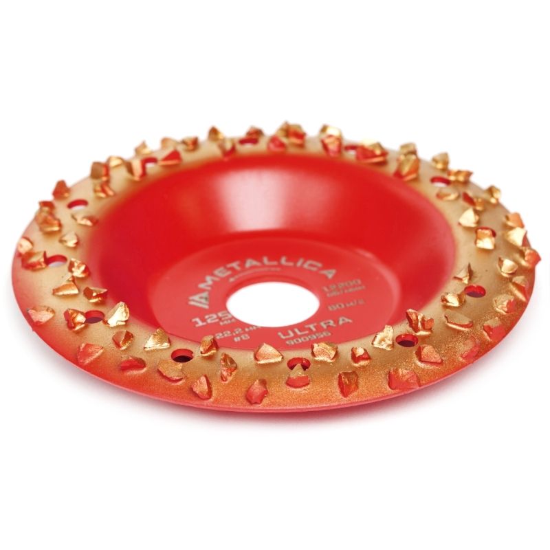 Чашка твердосплавная шлифовальная METALLICA Ultra 125х22,2 мм,  #8, закругленная, по дереву. В кор.