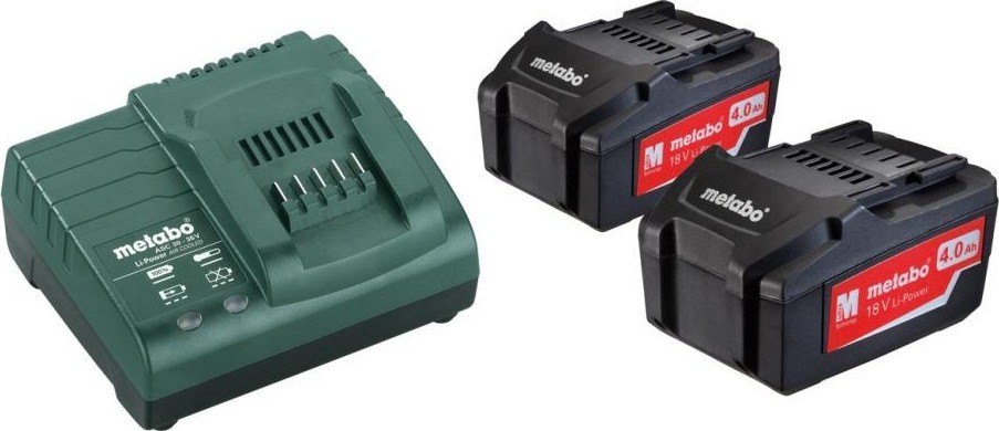 Набор аккумуляторов и зарядное устройство METABO 18V Basic-Set 4.0 2х4.0 Ач 685050000