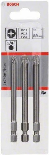Набор бит BOSCH из 3 шт. PZ1/2/3 х 89 мм Extra Hard 2607001761