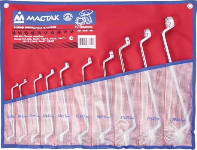 Набор ключей накидных МАСТАК 0231-10P 10 предметов