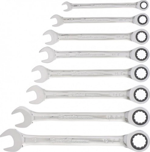 Набор комбинированных трещоточных ключей  MATRIX 8 предметов 14513 14513