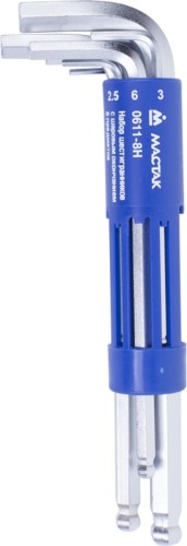 Набор шестигранников МАСТАК 0611-8HB с шаровым окончанием длинные