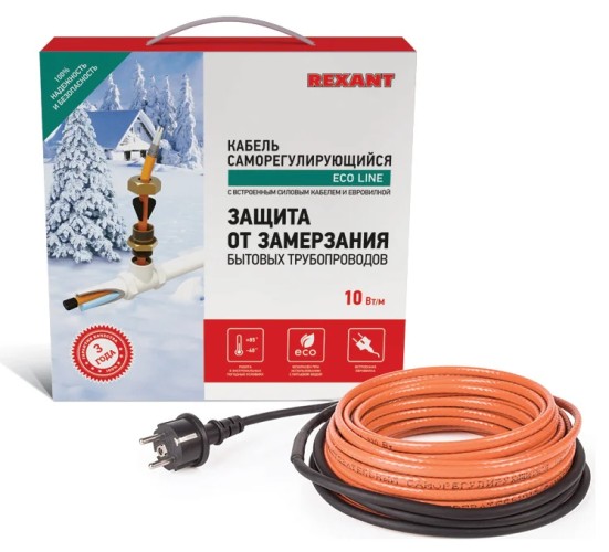 Нагревательный кабель REXANT 10HTM2-CT саморегулирующийся, пищевой (в трубу) 6м/60Вт 51-0603