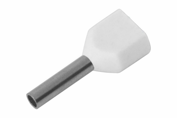 Наконечник REXANT 08-2801 ( уп. 100 шт ) F-8 мм, 2х0.5 кв.мм, 0.5-8/Ги2, 0.5-8, белый 08-2801