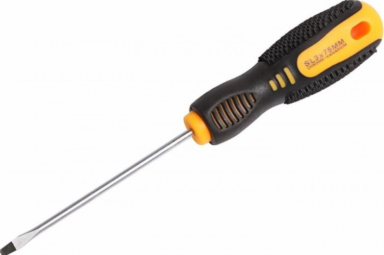 Отвертка шлицевая REXANT SL 3х75 мм Cr-V двухкомпонентная рукоятка 12-4721