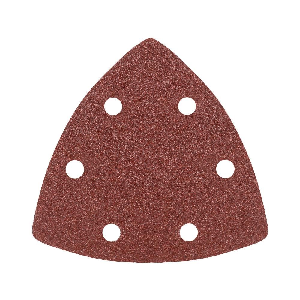 Треугольник шлифовальный PATRIOT на липучке / 80х80х80мм / Р100 / 6 отверстий / 5 шт / абразивный