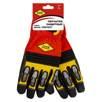 Перчатки кожаные комбинированные DDE 648-496 shock-PROTECT, кожа/спандекс, L