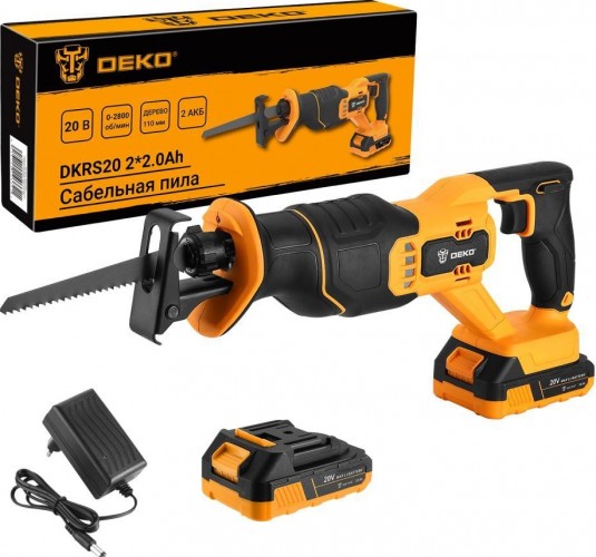 Пила сабельная аккумуляторная DEKO DKRS20 2*2.0Ah 20в. 063-4253